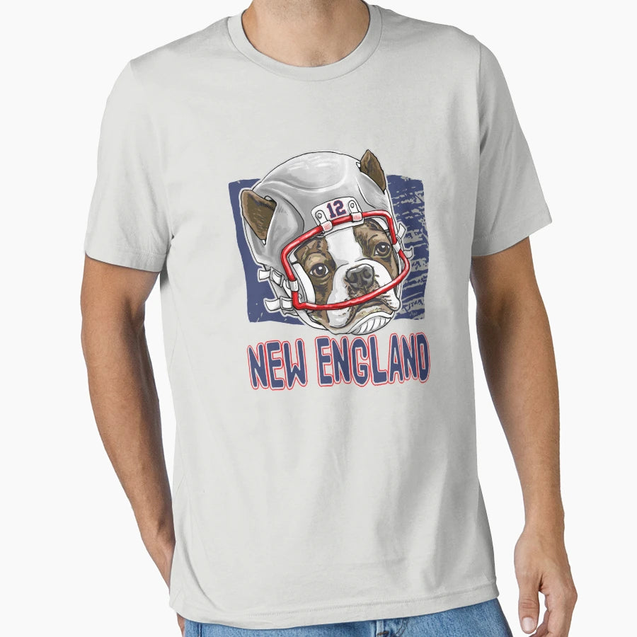 New England Sports Footballer Dog T-Shirt - Novelty Apparel Men Women - T-Shirt, Sweatshirt, Hoodie