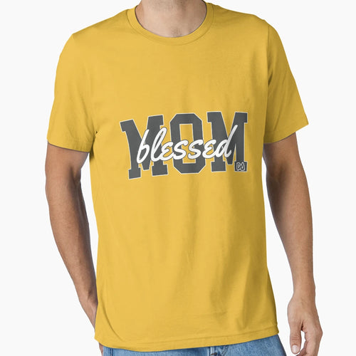 Blessed Mom Varsity Typography Mothers T-Shirt - Custom Art Print Unisex - T-Shirt, Sweatshirt, Hoodie