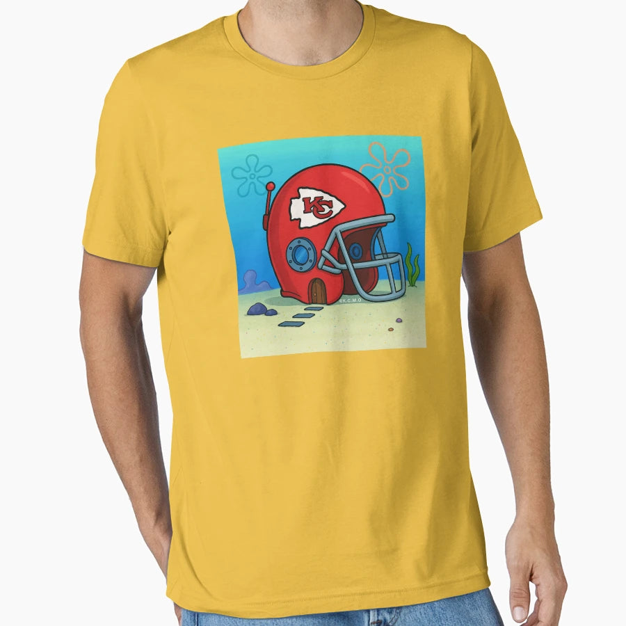 Underwater Kc Football Art T-Shirt - Minimalist Print Men Women - T-Shirt, Sweatshirt, Hoodie