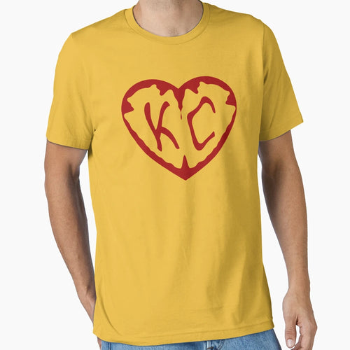 Kc Heart Football Red T-Shirt - Trendy Graphic Unisex - T-Shirt, Sweatshirt, Hoodie
