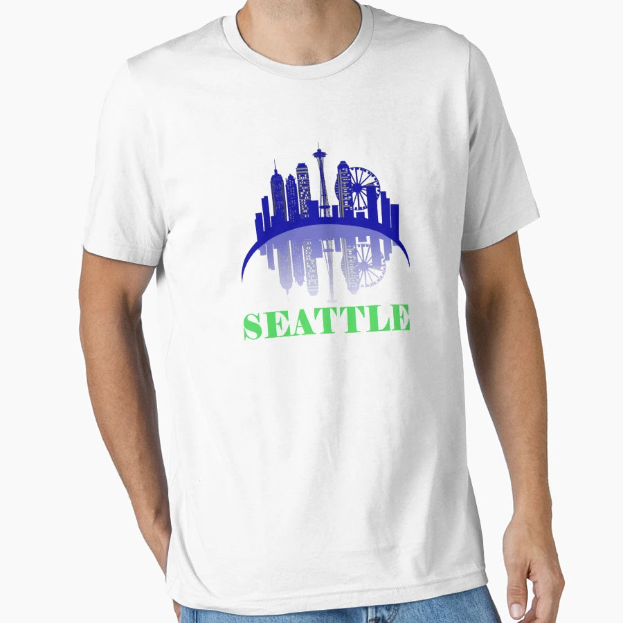 Seattle Washington Skyline 3 T-Shirt - Unique Graphic Men Women - T-Shirt, Sweatshirt, Hoodie