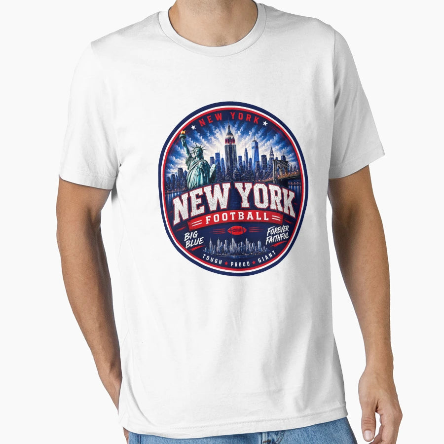 New York Football Skyline Statue T-Shirt - Casual Everyday Wear Unisex - T-Shirt, Sweatshirt, Hoodie