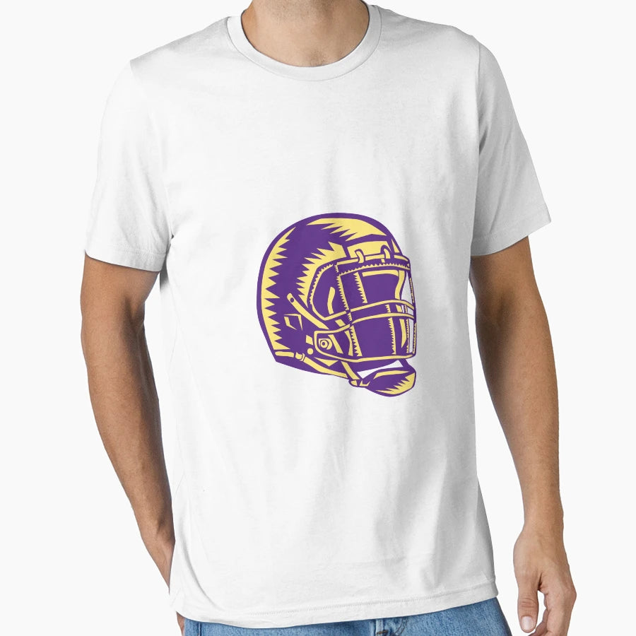American Football Helmet Woodcut T-Shirt - Fun Novelty Design for Adults - T-Shirt, Sweatshirt, Hoodie