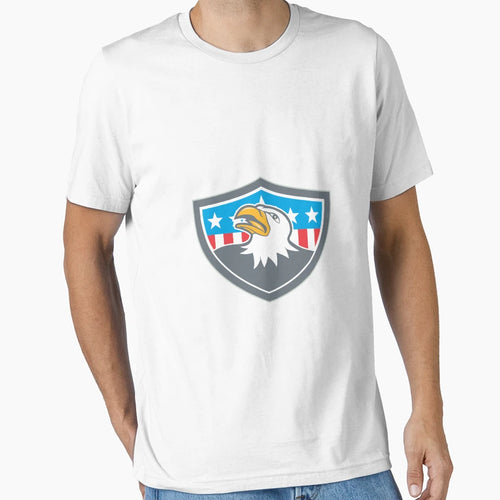 American Bald Eagle Head Flag Shield T-Shirt - Unique Graphic for Adults - T-Shirt, Sweatshirt, Hoodie