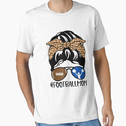 Football Mom Messy Bun Sunglasses T-Shirt - Aesthetic Graphic Unisex - T-Shirt, Sweatshirt, Hoodie