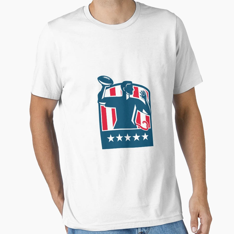 Flag Football Qb Player Passing Ball Usa T-Shirt - Novelty Apparel Unisex - T-Shirt, Sweatshirt, Hoodie