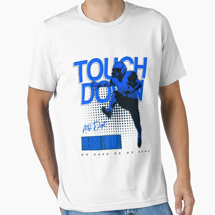 Touchdown Football Player Leaps Into End T-Shirt - Unique Graphic Unisex - T-Shirt, Sweatshirt, Hoodie