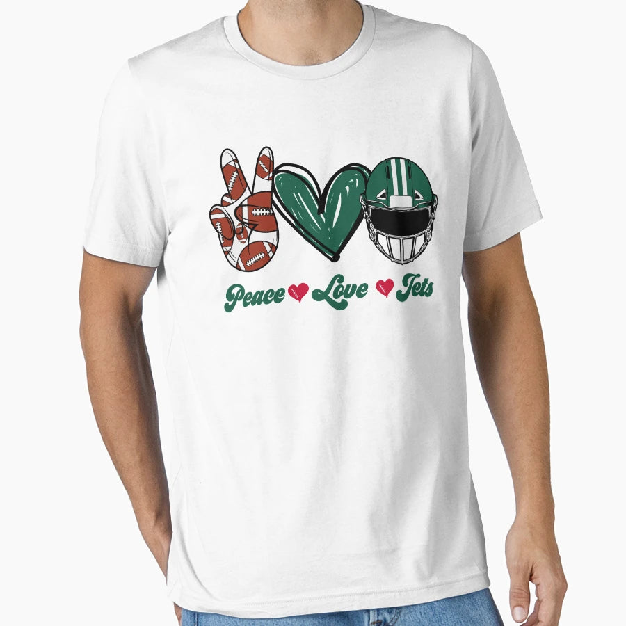 Peace Love Jets Football Team T-Shirt - Novelty Apparel Men Women - T-Shirt, Sweatshirt, Hoodie