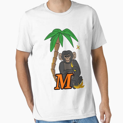 Cartoon Monkey Letter M Jungle Animal T-Shirt - Fun Novelty Design Unisex - T-Shirt, Sweatshirt, Hoodie