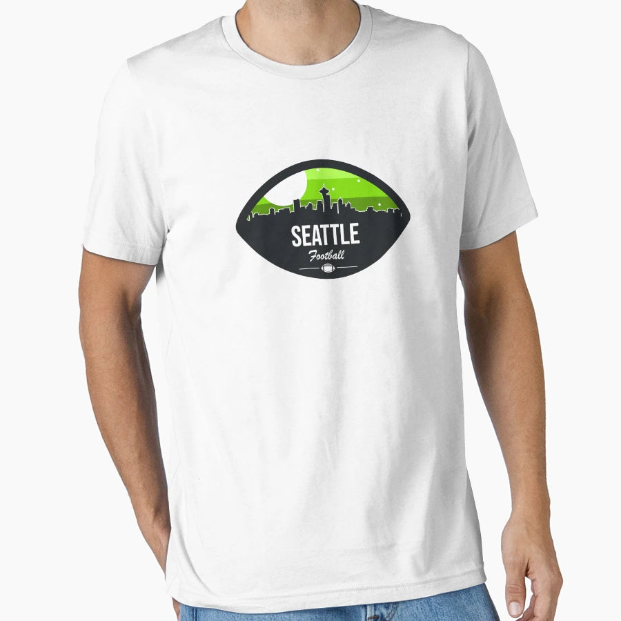 Seattle Football Skyline Badge T-Shirt - Fun Novelty Design Men Women - T-Shirt, Sweatshirt, Hoodie