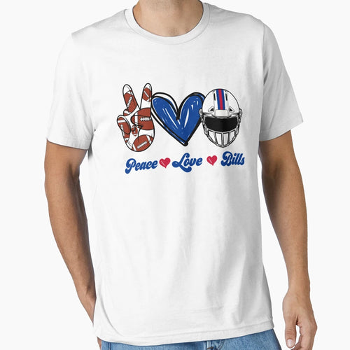 Peace Love Bills Football Team T-Shirt - Streetwear Style for Adults - T-Shirt, Sweatshirt, Hoodie