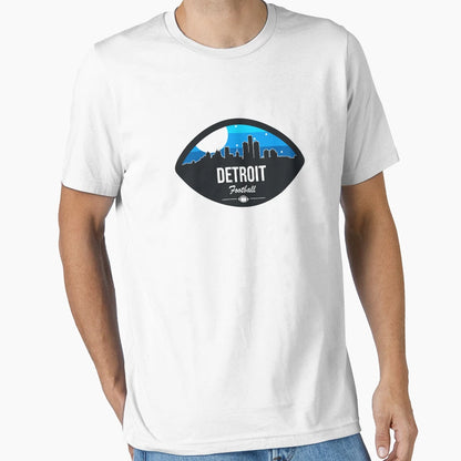 Detroit Football Skyline Badge T-Shirt - Trendy Graphic for Adults - T-Shirt, Sweatshirt, Hoodie