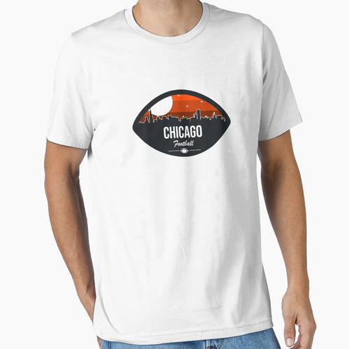 Chicago Football Skyline Badge T-Shirt - Unique Graphic Men Women - T-Shirt, Sweatshirt, Hoodie