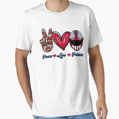 Peace Love Patriots Football Team T-Shirt - Aesthetic Graphic for Adults - T-Shirt, Sweatshirt, Hoodie
