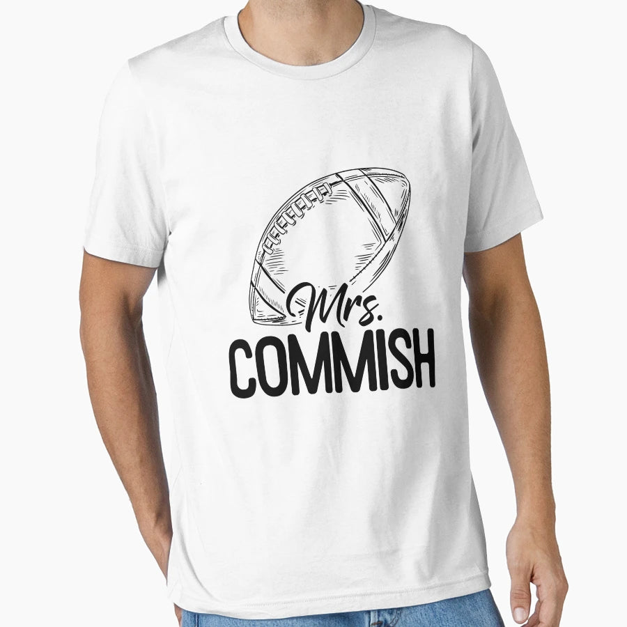 Mrs Commish Funny Fantasy Football T-Shirt - Minimalist Print for Adults - T-Shirt, Sweatshirt, Hoodie