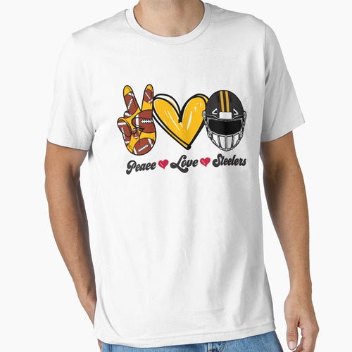 Peace Love Steelers Football Team T-Shirt - Casual Everyday Wear Unisex - T-Shirt, Sweatshirt, Hoodie