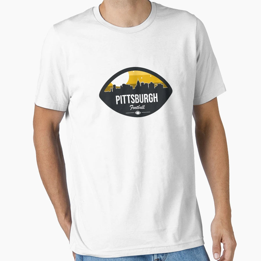 Pittsburgh Football Skyline Badge T-Shirt - Unique Graphic Unisex - T-Shirt, Sweatshirt, Hoodie