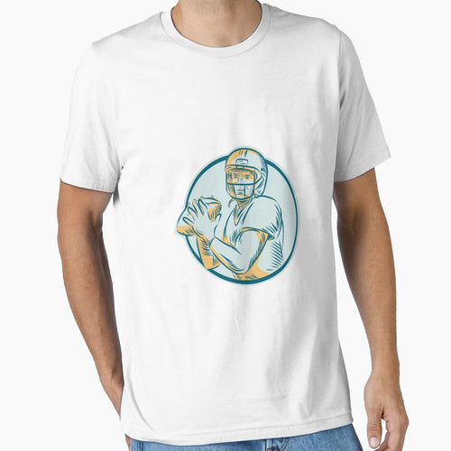 American Football Qb Throwing Circle T-Shirt - Custom Art Print Men Women - T-Shirt, Sweatshirt, Hoodie