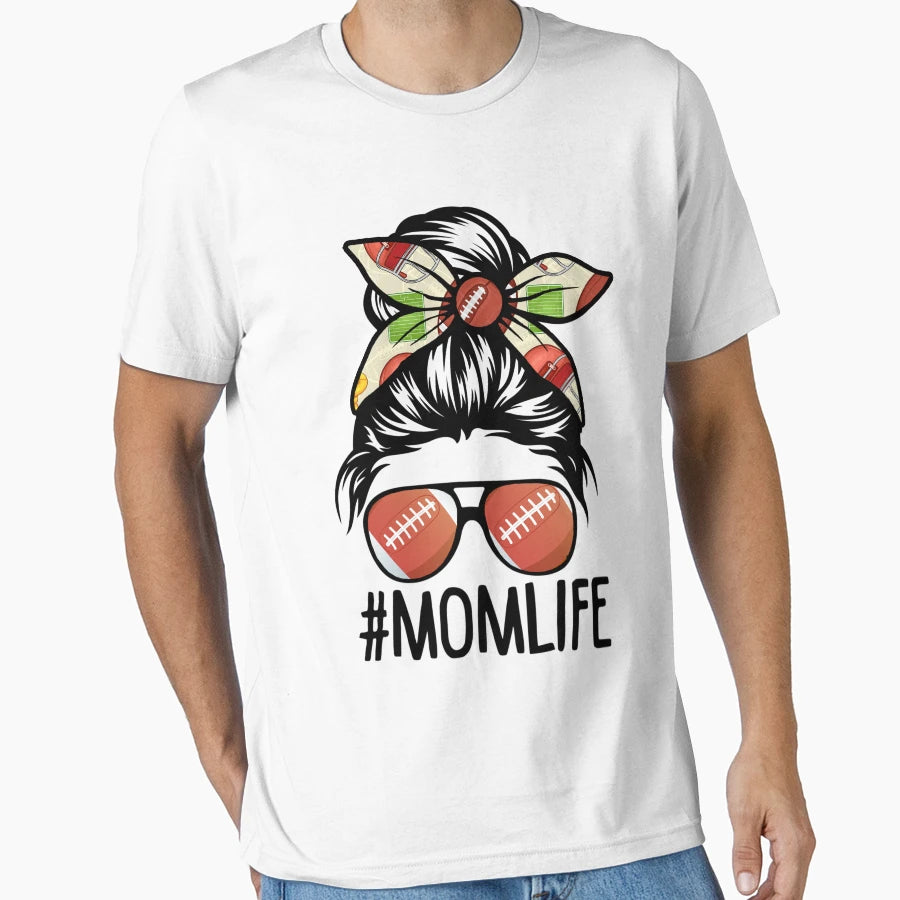 Mom Life American Football T-Shirt - Casual Everyday Wear for Adults - T-Shirt, Sweatshirt, Hoodie