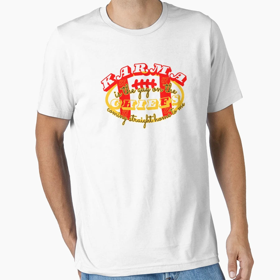 Karma Is Guy Chiefs Go Taylors Boyfriend T-Shirt - Minimalist Print Unisex - T-Shirt, Sweatshirt, Hoodie