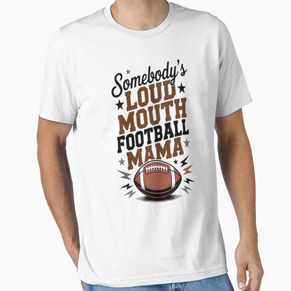 Somebodys Loudmouth Football Mama Groovy T-Shirt - Unique Graphic Unisex - T-Shirt, Sweatshirt, Hoodie