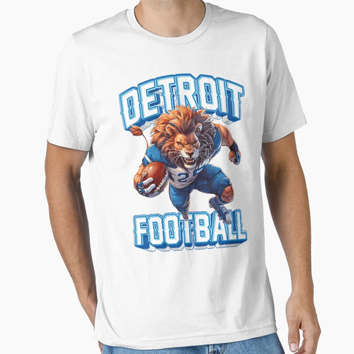 Detroit Football Fierce Lion Mascot Power T-Shirt - Unique Graphic Unisex - T-Shirt, Sweatshirt, Hoodie