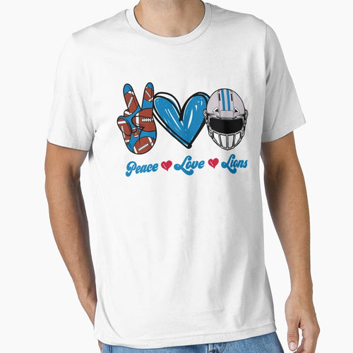 Peace Love Lions Football Team T-Shirt - Trendy Graphic Unisex - T-Shirt, Sweatshirt, Hoodie