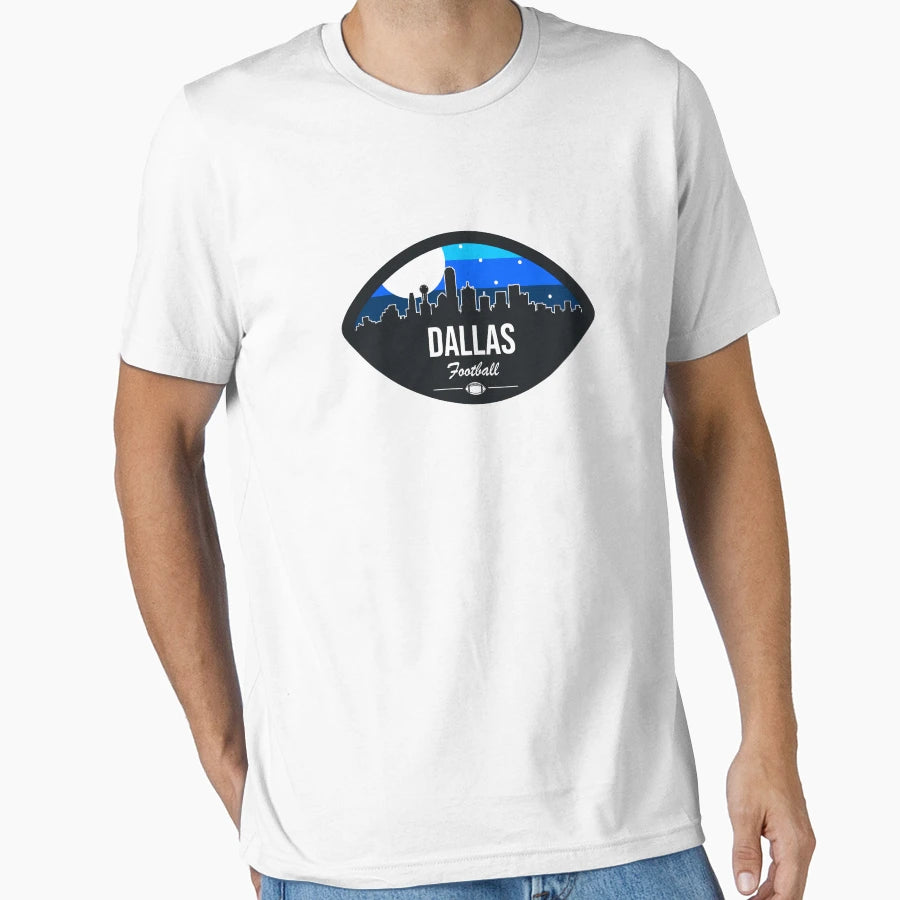 Dallas Football Skyline Badge T-Shirt - Minimalist Print Unisex - T-Shirt, Sweatshirt, Hoodie