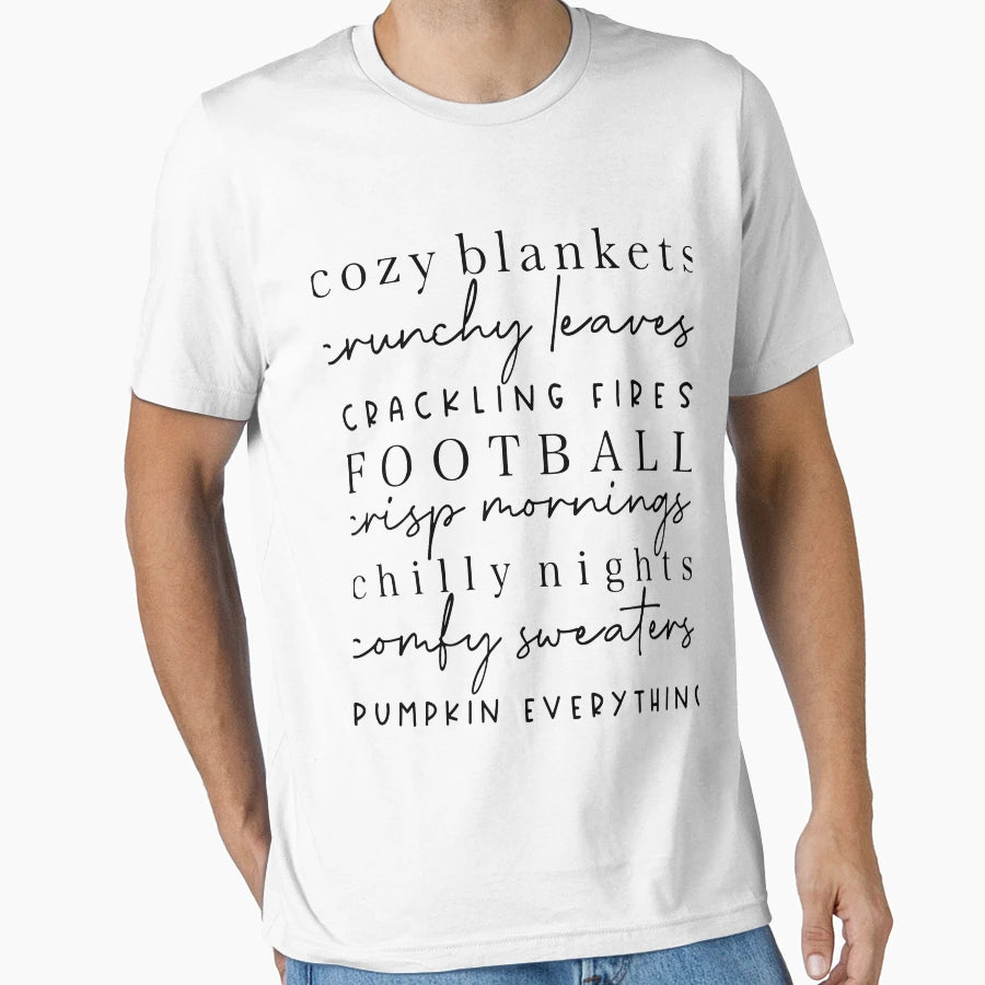 Cozy Blankets Crunchy Leaves Crackling T-Shirt - Minimalist Print Unisex - T-Shirt, Sweatshirt, Hoodie