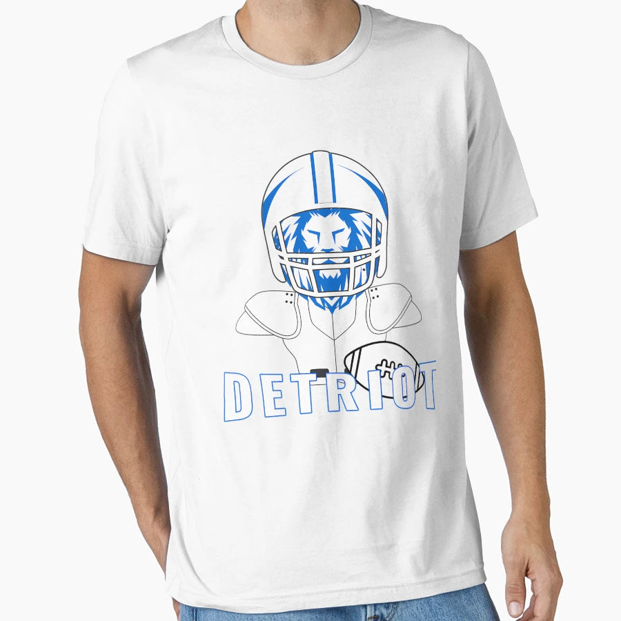 Detroit Football Lion Helmet Mascot T-Shirt - Minimalist Print Unisex - T-Shirt, Sweatshirt, Hoodie