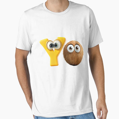 Funny Coconut And Letter Y Cartoon T-Shirt - Casual Everyday Wear Unisex - T-Shirt, Sweatshirt, Hoodie