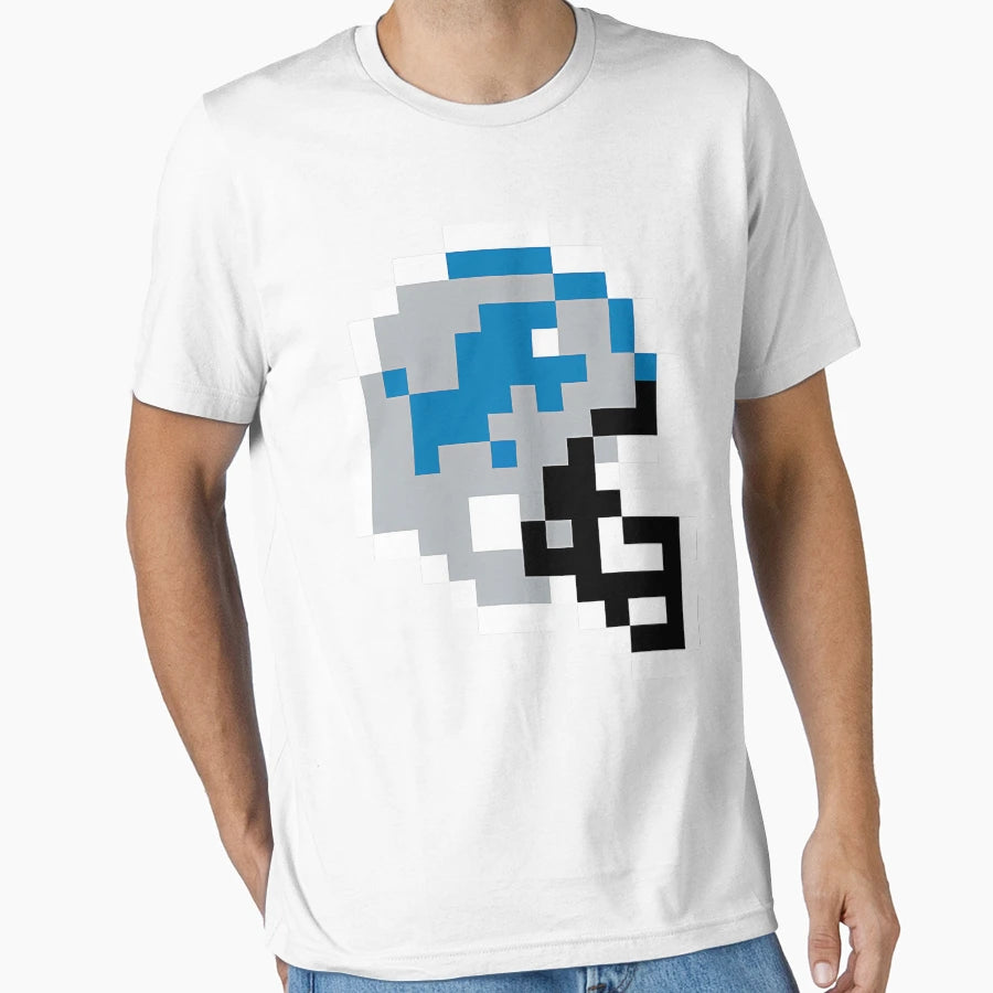 Detroit Lions 8 Bit Football Helmet T-Shirt - Minimalist Print for Adults - T-Shirt, Sweatshirt, Hoodie