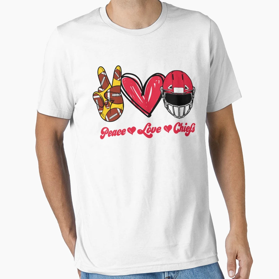Peace Love Chiefs Football Team T-Shirt - Graphic Print Men Women - T-Shirt, Sweatshirt, Hoodie