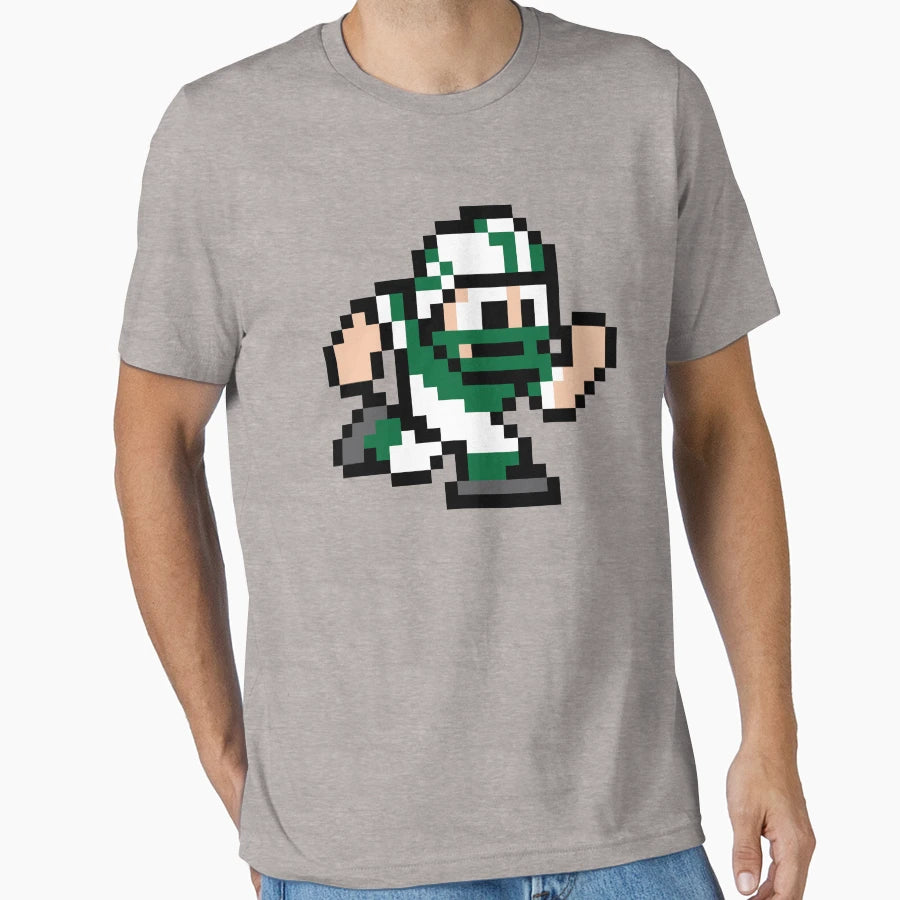 8 Bit Player New York Jets Throwback T-Shirt - Novelty Apparel for Adults - T-Shirt, Sweatshirt, Hoodie
