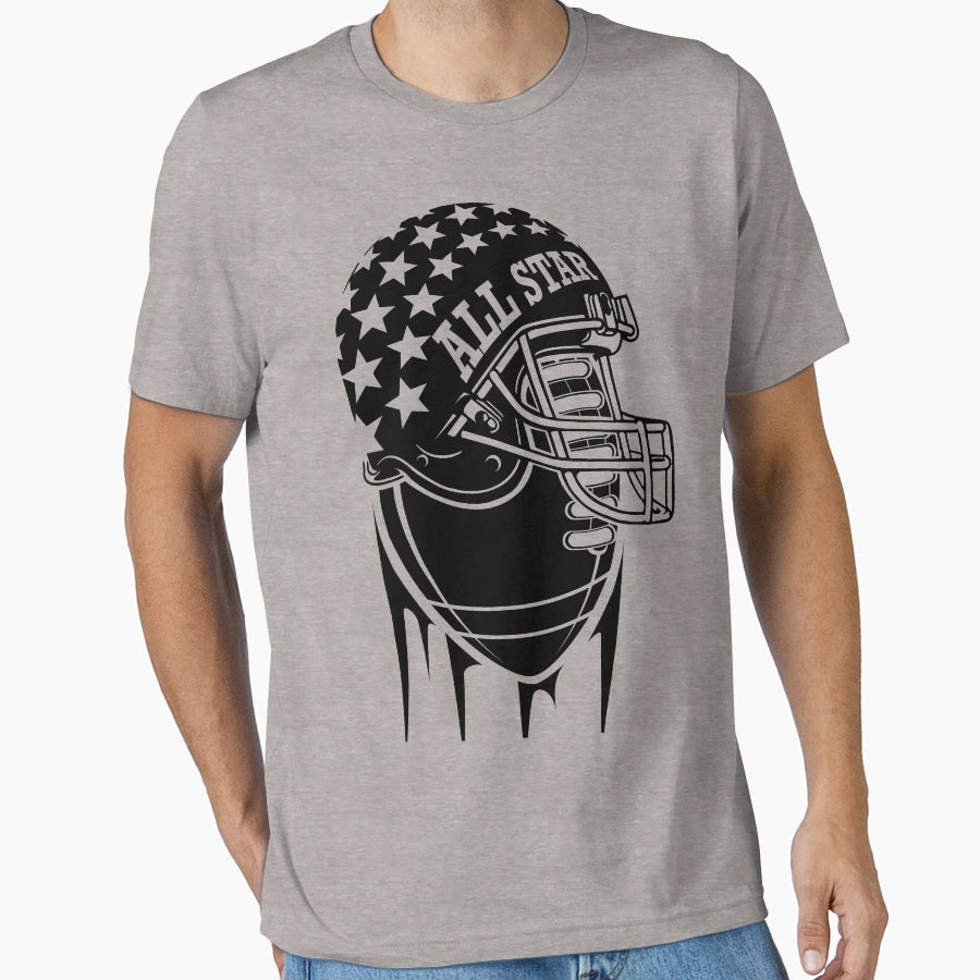 American Football Allstar Helmet T-Shirt - Unique Graphic for Adults - T-Shirt, Sweatshirt, Hoodie
