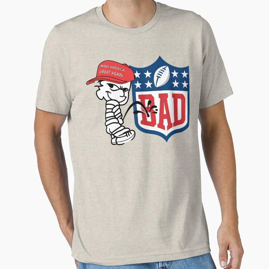 Maga Calvin Peeing Logo Bad Shield T-Shirt - Graphic Print for Adults - T-Shirt, Sweatshirt, Hoodie