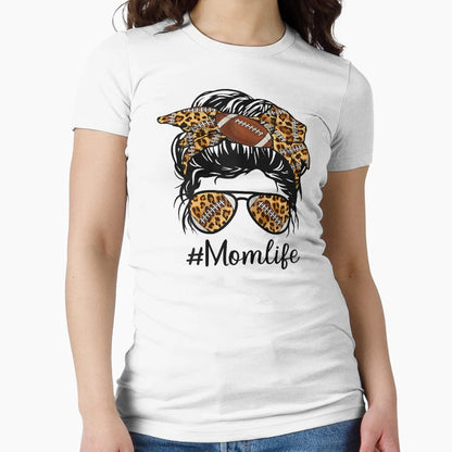 Football Mom Life Messy Bun Mothers T-Shirt - Trendy Graphic for Adults - T-Shirt, Sweatshirt, Hoodie