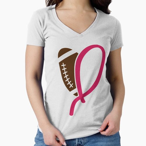 Football Breast Cancer Awareness Ribbon T-Shirt - Minimalist Print Unisex - T-Shirt, Sweatshirt, Hoodie