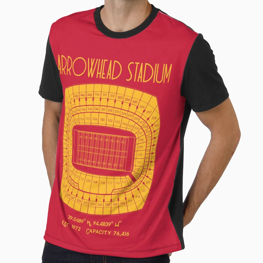 Kansas City Chiefs Arrowhead Stadium T-Shirt - Custom Art Print for Adults - T-Shirt, Sweatshirt, Hoodie