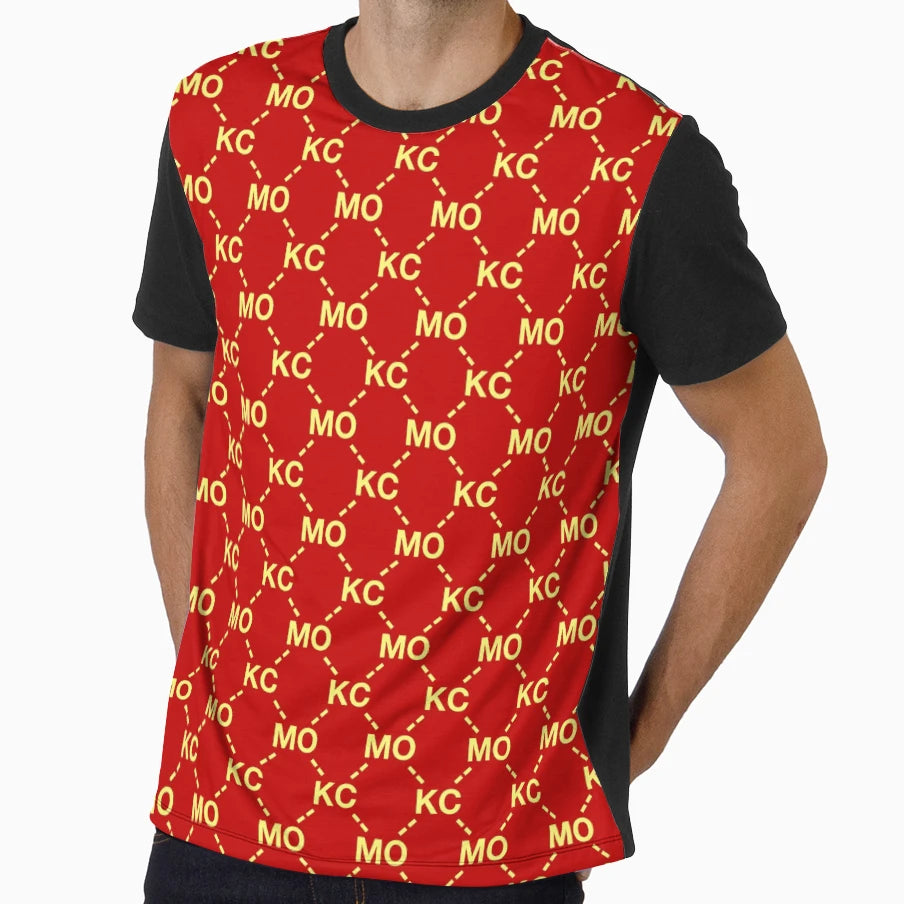 Kcmo Red And Yellow Pattern T-Shirt - Aesthetic Graphic Men Women - T-Shirt, Sweatshirt, Hoodie