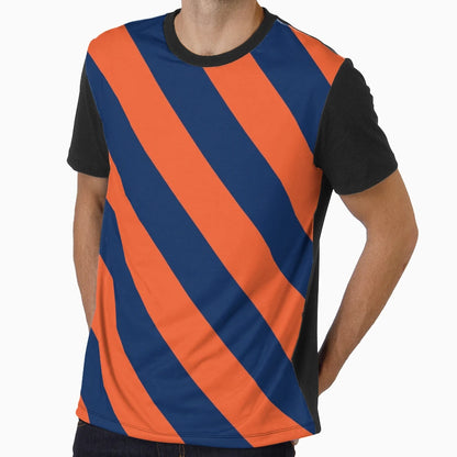 Diagonal Stripes Orange Navy Blue T-Shirt - Streetwear Style for Adults - T-Shirt, Sweatshirt, Hoodie
