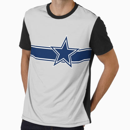 White Star Blue Line Silver T-Shirt - Minimalist Print for Adults - T-Shirt, Sweatshirt, Hoodie