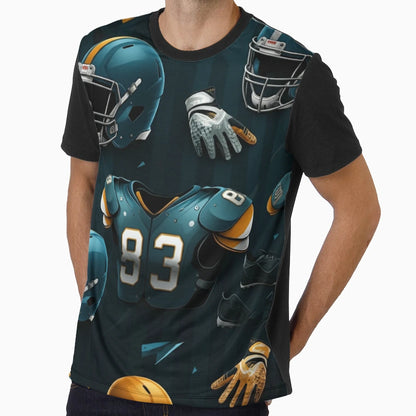 Dynamic Football Gear Pattern T-Shirt - Casual Everyday Wear Unisex - T-Shirt, Sweatshirt, Hoodie