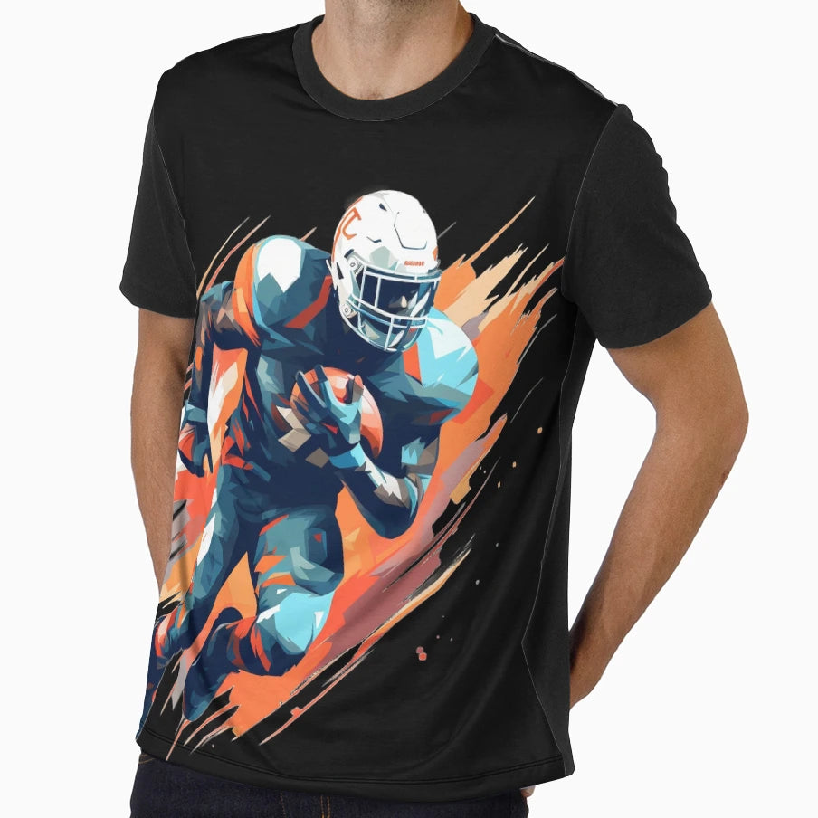 Football Player Running Ball T-Shirt - Minimalist Print Men Women - T-Shirt, Sweatshirt, Hoodie