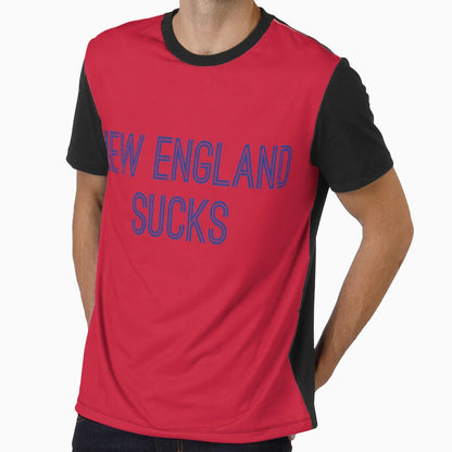 New England Sucks Red Blue Buffalo T-Shirt - Trendy Graphic for Adults - T-Shirt, Sweatshirt, Hoodie