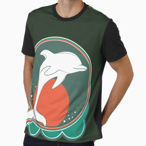 Dolphin Moonlight Red T-Shirt - Trendy Graphic for Adults - T-Shirt, Sweatshirt, Hoodie