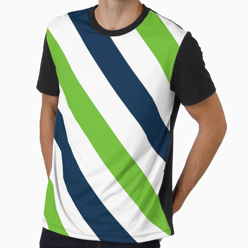 Blue Green Stripes Pattern Diagonal T-Shirt - Minimalist Print Unisex - T-Shirt, Sweatshirt, Hoodie