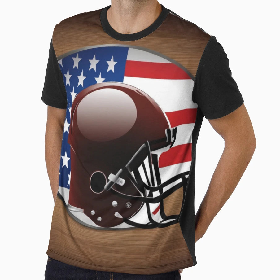 American Football Helmet Flag T-Shirt - Graphic Print for Adults - T-Shirt, Sweatshirt, Hoodie