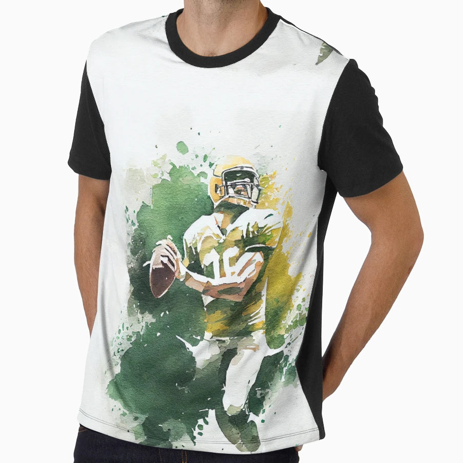 Quarterback Watercolour Art T-Shirt - Fun Novelty Design for Adults - T-Shirt, Sweatshirt, Hoodie
