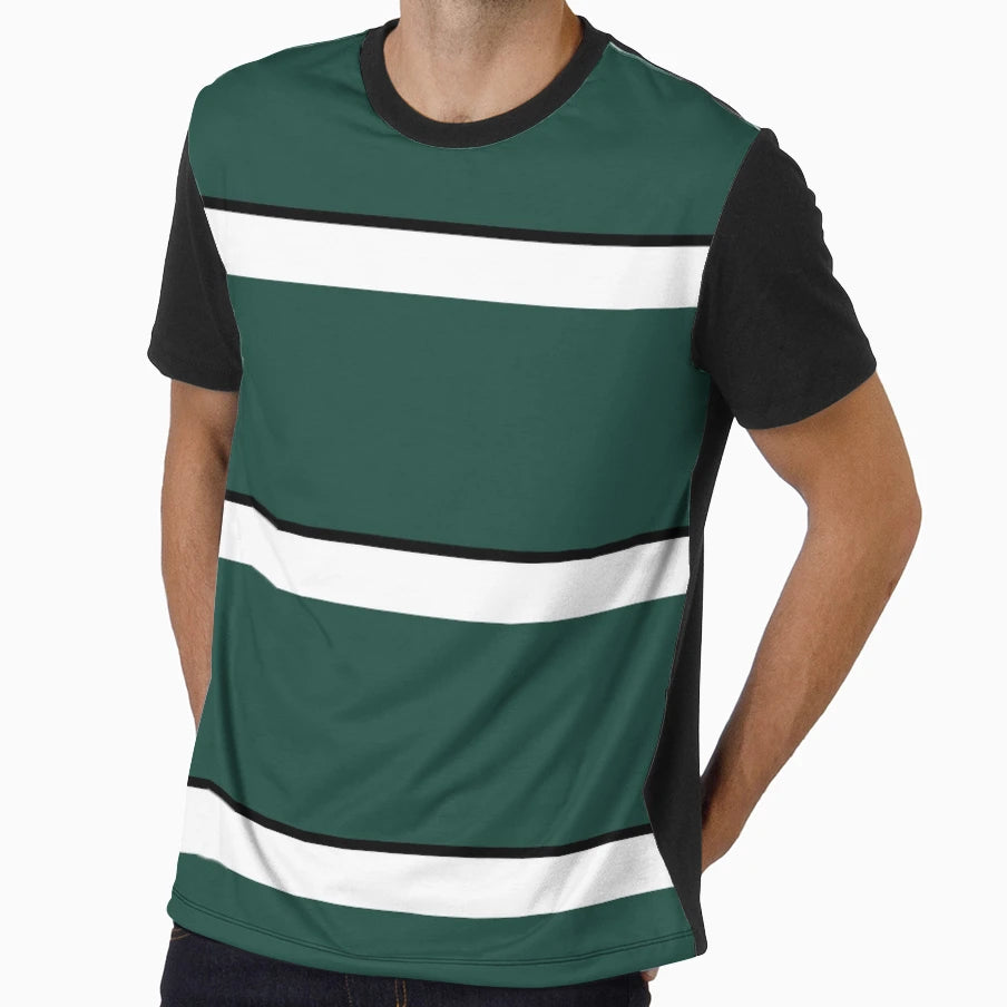 Hunter Green White And Black Banded T-Shirt - Custom Art Print for Adults - T-Shirt, Sweatshirt, Hoodie